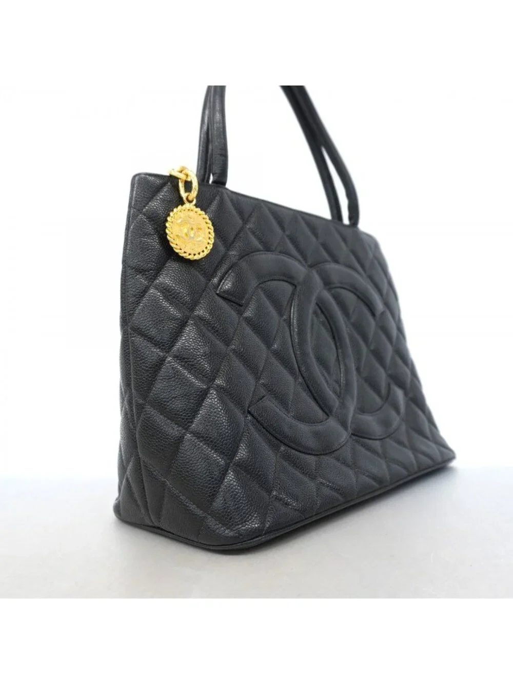 Chanel Tote Reissue Caviar Leather Black Gold